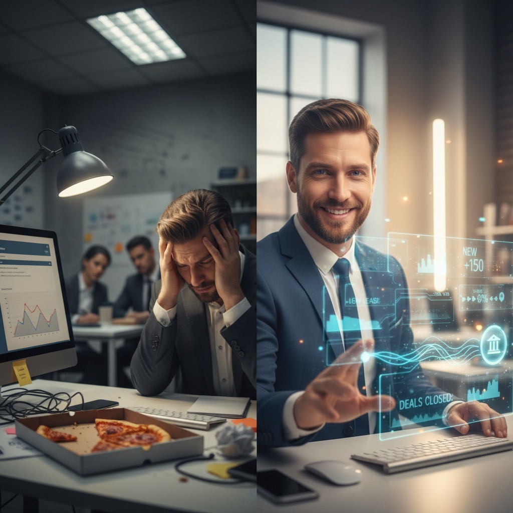 image showing two scenarios for real estate investor, one with no consistent deal flow and the other with automate deal flow